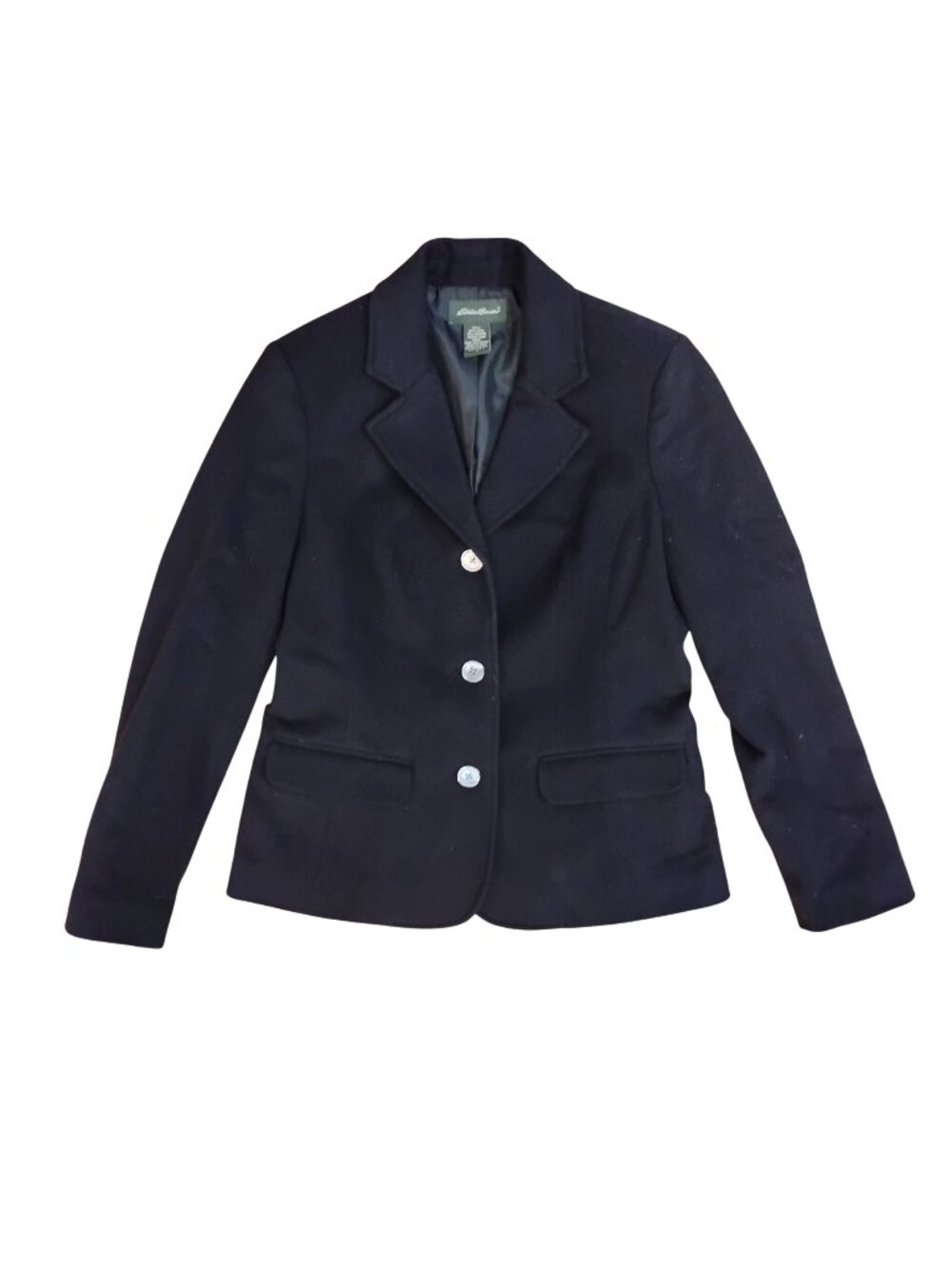 EDDIE BAUER Womens S Black Wool & 10% Angora Blazer